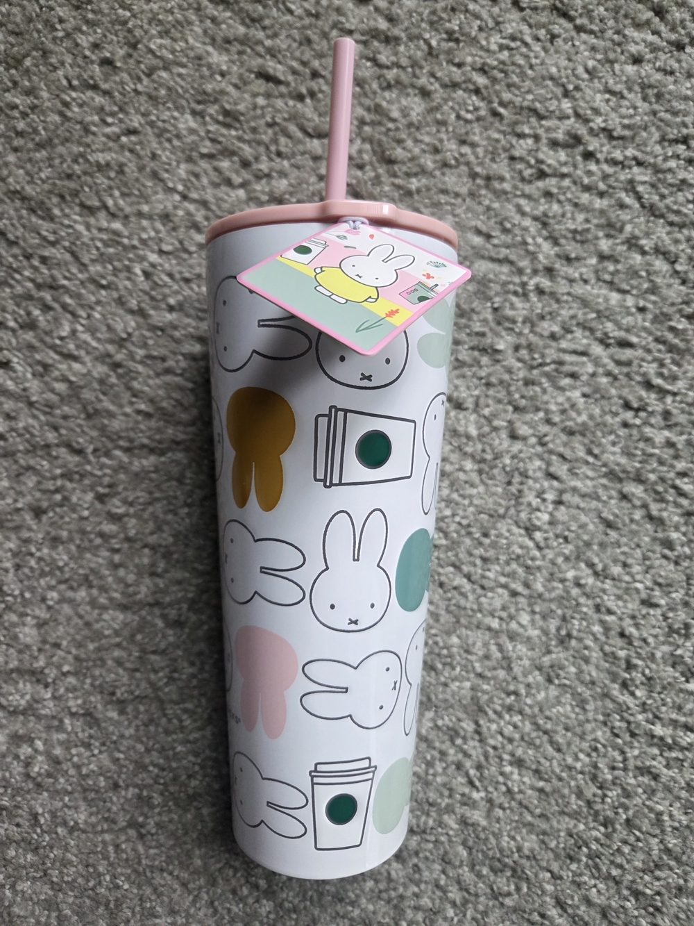 Cute Miffy X Starbucks Bunny Stainless Steel Tumbler Cup with Straw 26Oz